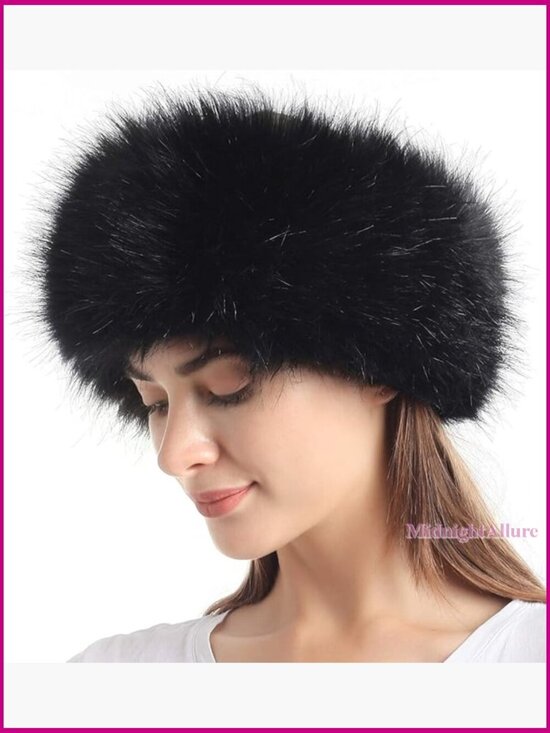 Faux Fur Headband Winter Earwarmer Elastic One Size Fleece Lined